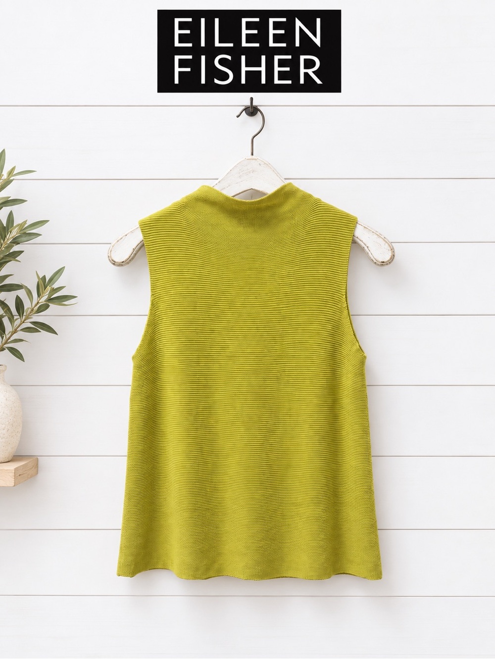 Eileen Fisher Fine Knit Sleeveless Top – Chartreuse – Size M